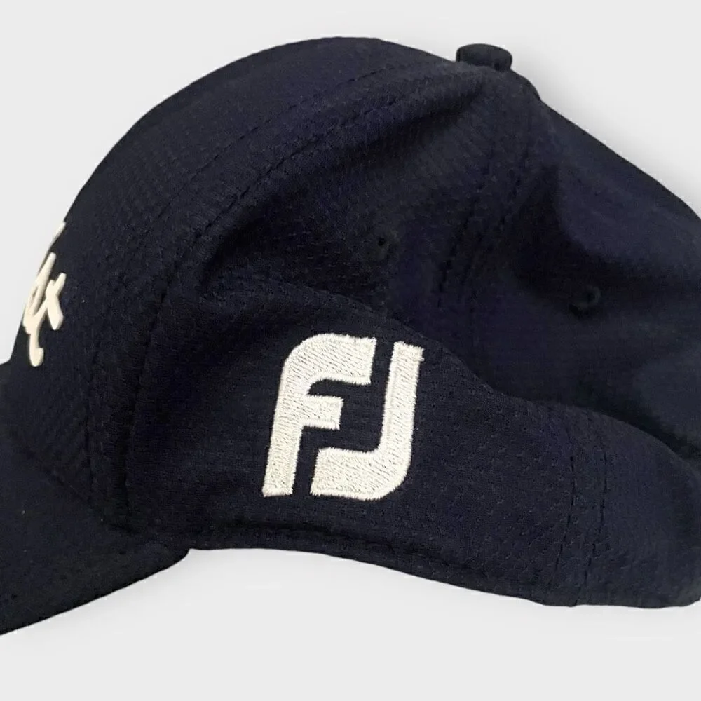 Titleist Polyester Pro V1 FootJoy Blue White Embossed Logo Hat Adjustable New - Picture 3 of 7